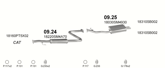 Auspuffanlage für HONDA ACCORD 2.2 (2.2i 16V)