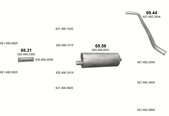 Auspuffanlage für MERCEDES 34-50 T 3336/3336 K-B/3536/3536 K/4436/4836