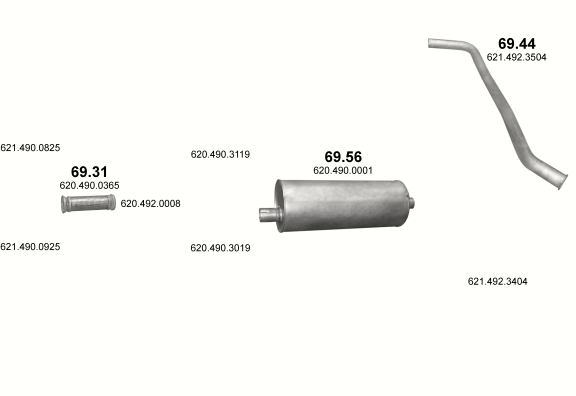 Auspuffanlage für MERCEDES 19-33 T 1936/2236/2236 L/2636/2636 L/3036