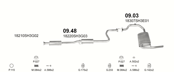 Auspuffanlage für HONDA CIVIC 1.4 (1.4 16V)