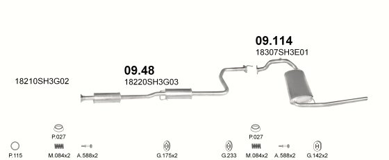 Auspuffanlage für HONDA CIVIC 1.4 (1.4 16V)