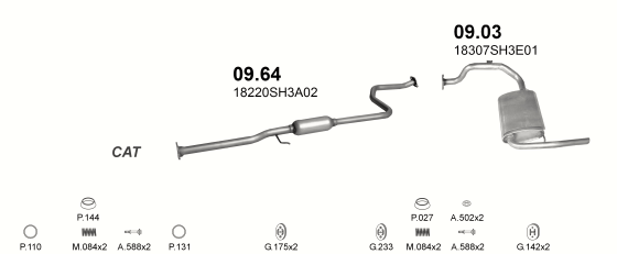 Auspuffanlage für HONDA CIVIC 1.3 (1.3 16V)