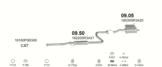 Auspuffanlage für HONDA CIVIC 1.3 (1.3 16V)