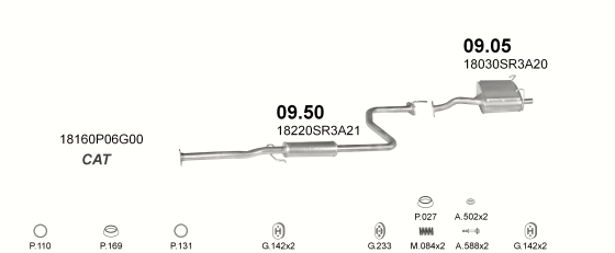 Auspuffanlage für HONDA CIVIC 1.5 (1.5i 16V HB 3D)