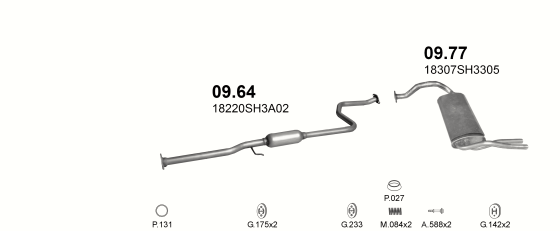Auspuffanlage für HONDA CIVIC CRX 1.6 (1.6i 16V)