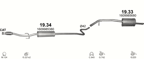 Auspuffanlage für CITROEN C-ELYSEE 1.2 (1.2 VTi 12V)