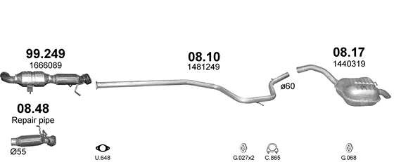 Auspuffanlage für FORD MONDEO 2.0 D (2.0 TDCi Turbo Diesel)