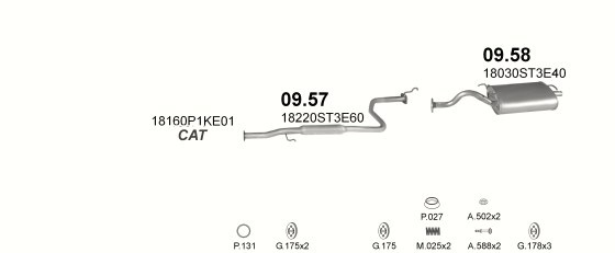 Auspuffanlage für HONDA CIVIC 1.6 (1.6i 16V HB 5D)