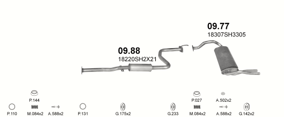 Auspuffanlage für HONDA CIVIC CRX 1.6 (1.6i 16V)