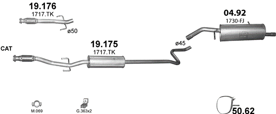 Auspuffanlage für CITROEN C3 1.4 (1.4 VTi)