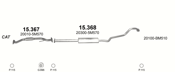 Auspuffanlage für NISSAN ALMERA 2.2 D (2.2 Td Turbo Diesel)