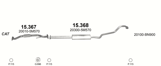 Auspuffanlage für NISSAN ALMERA 2.2 D (2.2 dCi Turbo Diesel)