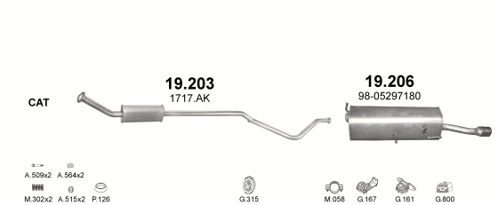 Auspuffanlage für PEUGEOT 307 CC 1.6 (1.6i 16V)