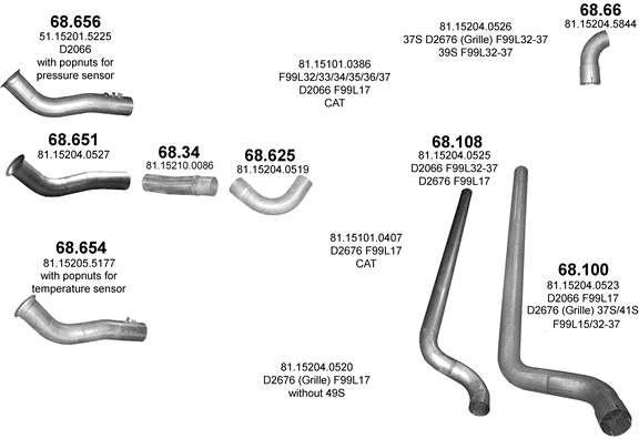 Auspuffanlage für MAN TGS 12.4 (D2676LF   32/35/41 TON ; 37S/39S/41S/49S/59S/73S/90S)