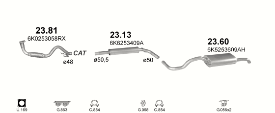 Auspuffanlage für SEAT CORDOBA 1.4 (1.4i 16V)