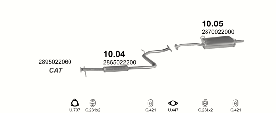 Auspuffanlage für HYUNDAI PONY 1.3 (1.3i)