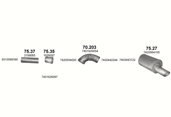 Auspuffanlage für RENAULT PREMIUM 10.8 (DXi 11  18/24/25/26 TON)