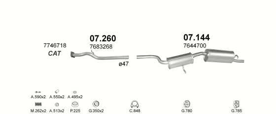 Auspuffanlage für INNOCENTI MILLE 1.4 (1.4 i.e. CLIP SUPER)