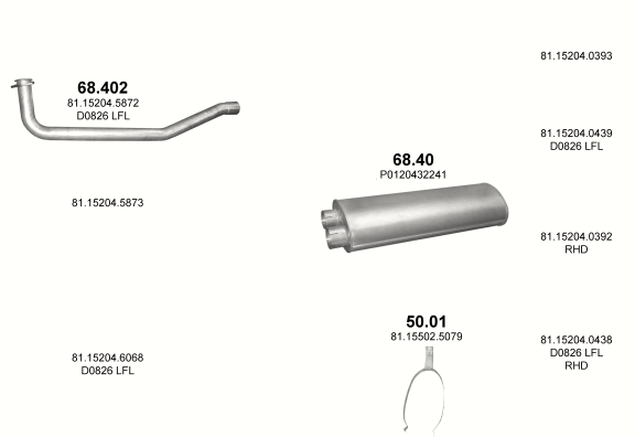 Auspuffanlage für MAN L2000 6.9 (D0826 LFL     L21/L25/L34/L36)