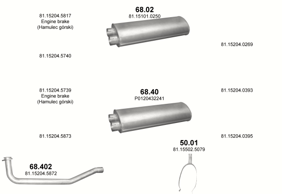 Auspuffanlage für MAN L2000 6.9 (D0826 LFL   L23/L27)