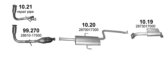 Auspuffanlage für HYUNDAI MATRIX 1.5 D (1.5 TCi Diesel 12V)