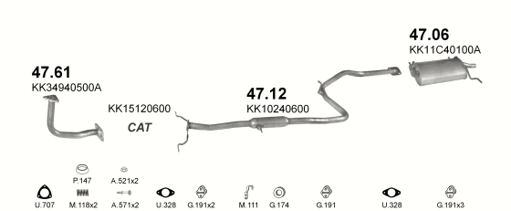 Auspuffanlage für KIA PRIDE 1.1 (1.1 HB 3D)