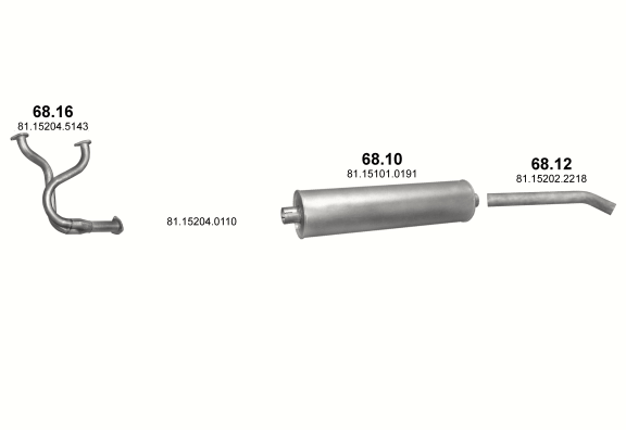 Auspuffanlage für MAN M90 6.9 (D0826 F ; M01/M02/M03/M04/M05/M06/M09/M10)