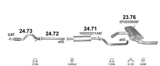 Auspuffanlage für SEAT ALTEA 1.2 (1.2 TSi)