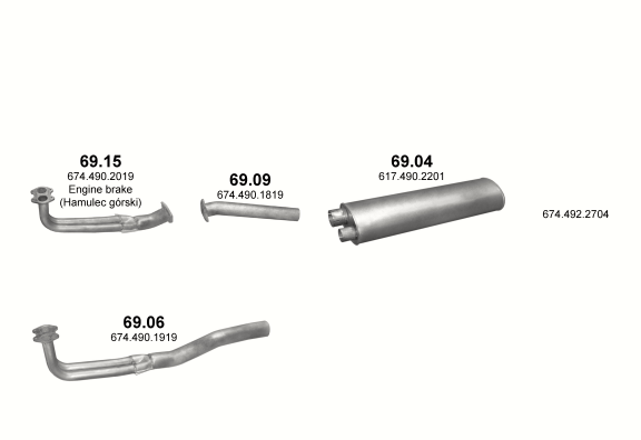 Auspuffanlage für MERCEDES 10-16 T 1114/1114 L-K-S/1314/1314 L-K/1317 K