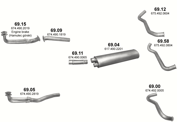 Auspuffanlage für MERCEDES 10-16 T 1114 (WB 4190)