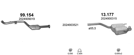 Auspuffanlage für MERCEDES C200 - W202 2.0 (2.0 Kompressor)