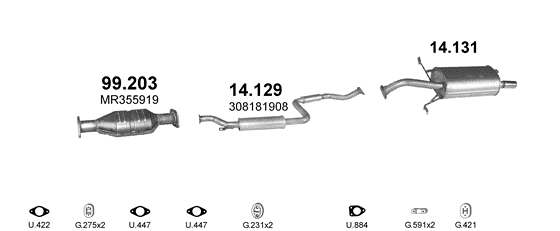 Auspuffanlage für MITSUBISHI CARISMA 1.8 (1.8i 16V)