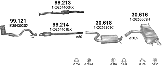 Auspuffanlage für VOLKSWAGEN GOLF V PLUS 1.6 (1.6 FSi)