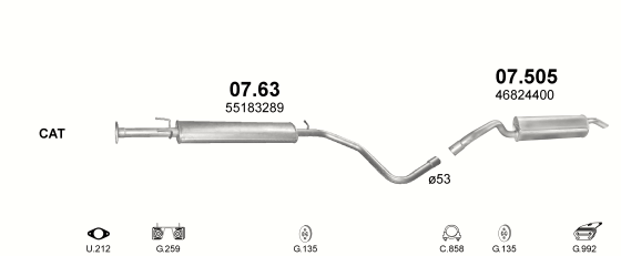 Auspuffanlage für FIAT STILO 1.6 (1.6 16V PDA)