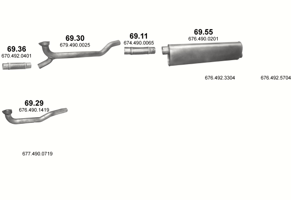 Auspuffanlage für MERCEDES 10-16 T 1120 F/1124 F (WB 3640)