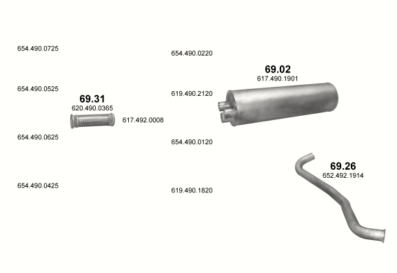 Auspuffanlage für MERCEDES 19-33 T 2422 L/2426 L/2427 L/2433 L/2524 L/2527 L