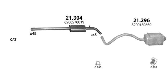 Auspuffanlage für RENAULT MEGANE II 1.4 (1.4i 16V)