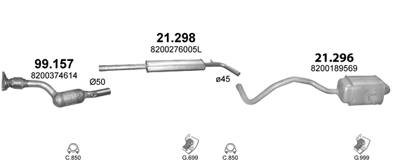 Auspuffanlage für RENAULT MEGANE II CC 1.6 (1.6i 16V)