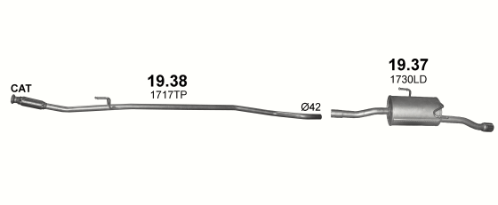 Auspuffanlage für PEUGEOT 206+ 1.4 D (1.4 HDi Turbo Diesel)