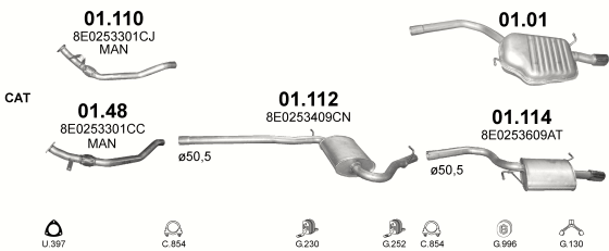 Auspuffanlage für AUDI A4 2.0 (2.0)