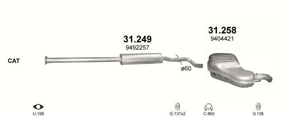 Auspuffanlage für VOLVO S80 2.9 (2.9)