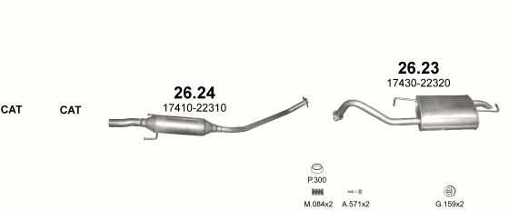 Auspuffanlage für TOYOTA COROLLA 1.4 (1.4i 16V)