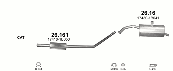 Auspuffanlage für TOYOTA STARLET 1.3 (1.3i 16V)