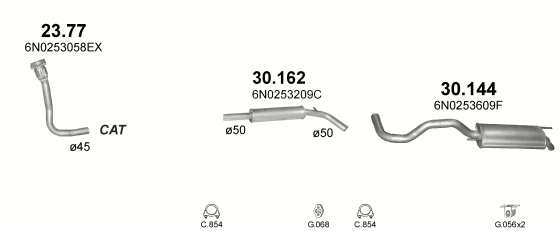 Auspuffanlage für VOLKSWAGEN POLO 1.7 D (1.7 SDi Diesel)