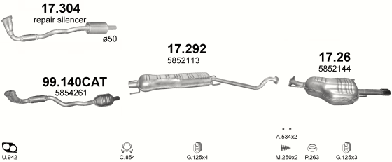 Auspuffanlage für OPEL ASTRA G 1.8 (1.8i 16V)