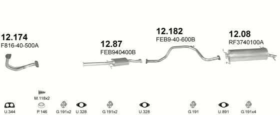 Auspuffanlage für MAZDA 626 2.0 (MAN.)
