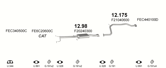 Auspuffanlage für MAZDA 626 2.0 (2.0i 16V)
