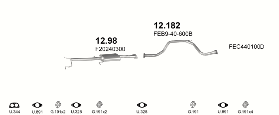 Auspuffanlage für MAZDA 626 2.0 (2.0i 16V)