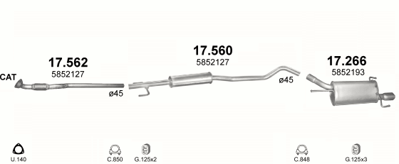 Auspuffanlage für OPEL CORSA C 1.4 (1.4i 16V)