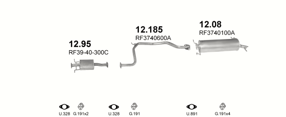 Auspuffanlage für MAZDA 626 2.0 D (2.0 Diesel)